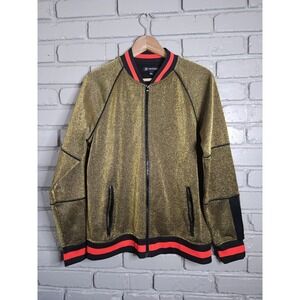 Men's Disco Gold Metallic Track Suit Size M Jacket Pants Set Holiday Party NYE